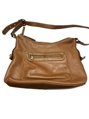 Stone Mountain Purse Leather Brown Shoulder Bag Zipper Close